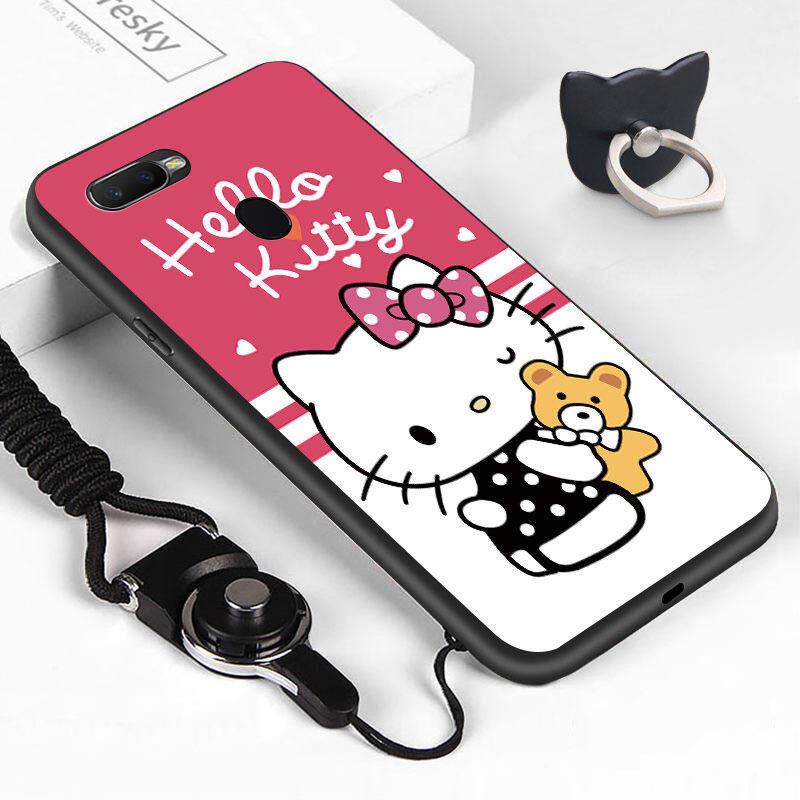 ZeroQiQi For OPPO A7 A5S Case (Finger Ring Lanyard) Cute Cartoon
