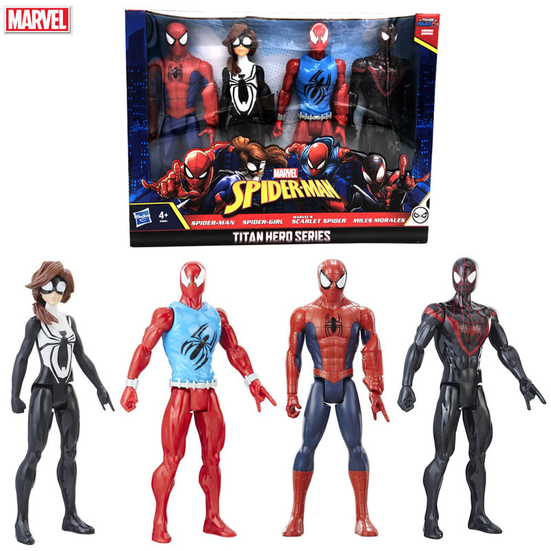 Fastshipment 4pcs 30cm Marvel Hero Series Spider man Spider girl Scarlet Spider Miles Morales Spider man Action Figure Toy Birthday Gift