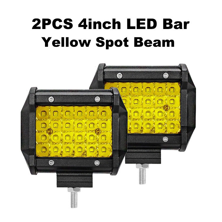 ANMINGPU Yellow LED Light Bar for Car Truck Boat 4x4 Tractor Spotlight LED Work Light Bar Offroad LED Bar 12V 24V 4inch 7inch 72W 144W