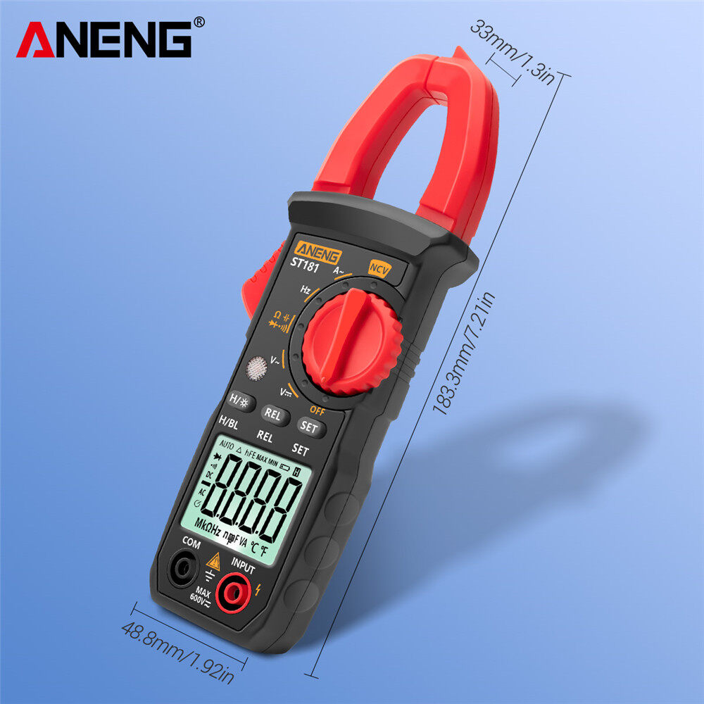 ANENG ST181 4000 Counts Digital AC Current Clamp Meter 400A Automatic Range Multimeter with Backlight Voltage Meter Clamp Gauge NCV Test Clamp Ammeter Universal Meter Tester Measuring Capacitance/ Diode / AC Current / AC/DC Voltage / Resistance