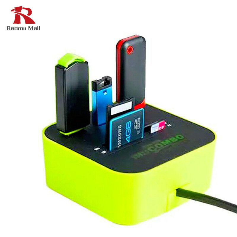 USB HUB Combo All in One USB 2.0 Micro SD High Speed Card Reader 3 Ports Adapter Connector for Tablet PC Computer Laptop