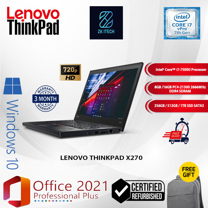 LENOVO THINKPAD X270 [CORE i7-7500U I UP TO 16GB RAM I UP TO 1TB