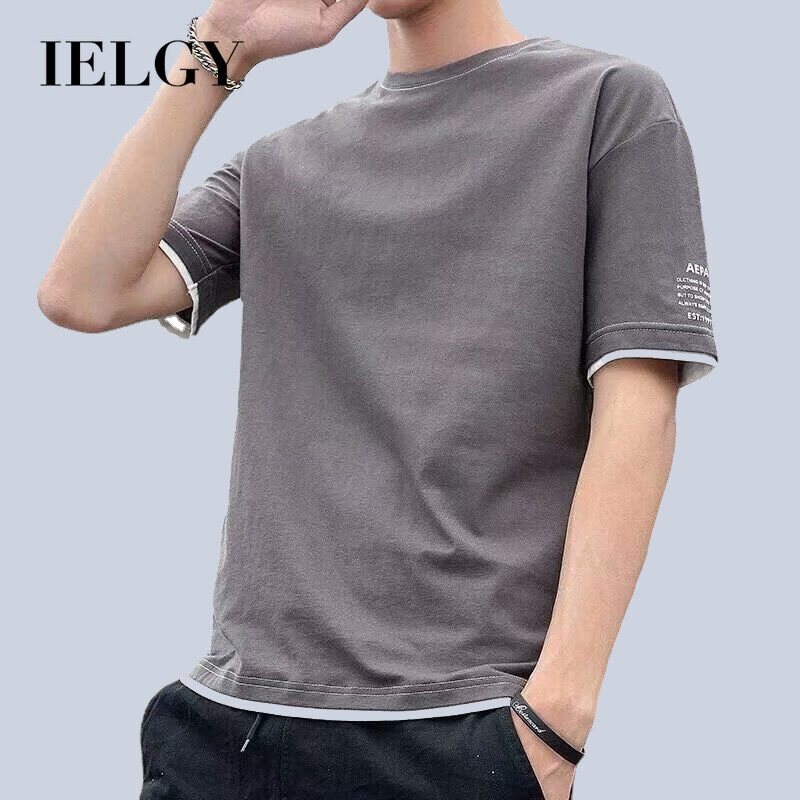 IELGY 【40KG-72KG】Men's Casual Fashion Simple Short Sleeve Korean T-shirt Note: the size is too small, it is recommended to buy the next size