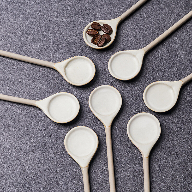 OMK Japanese Style Handmade Ceramic coffee spoon