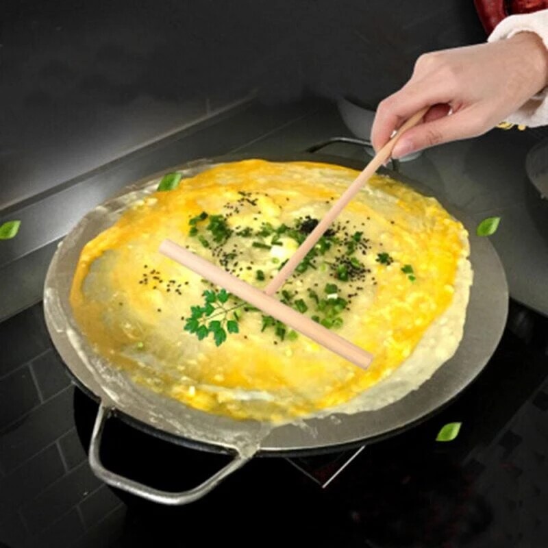 Wooden Stick Kitchen Tool DIY Pancake Shelf Spreader Stick Egg T-shaped Crepe Maker Machine