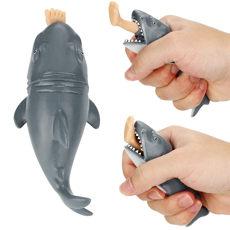 1Pc Biting Leg Shark Squeeze Toy Elastic Stress Relief Toy Anti Stress Squeeze Toy Creative Gift Plastic Funny Spoof Trick Gift