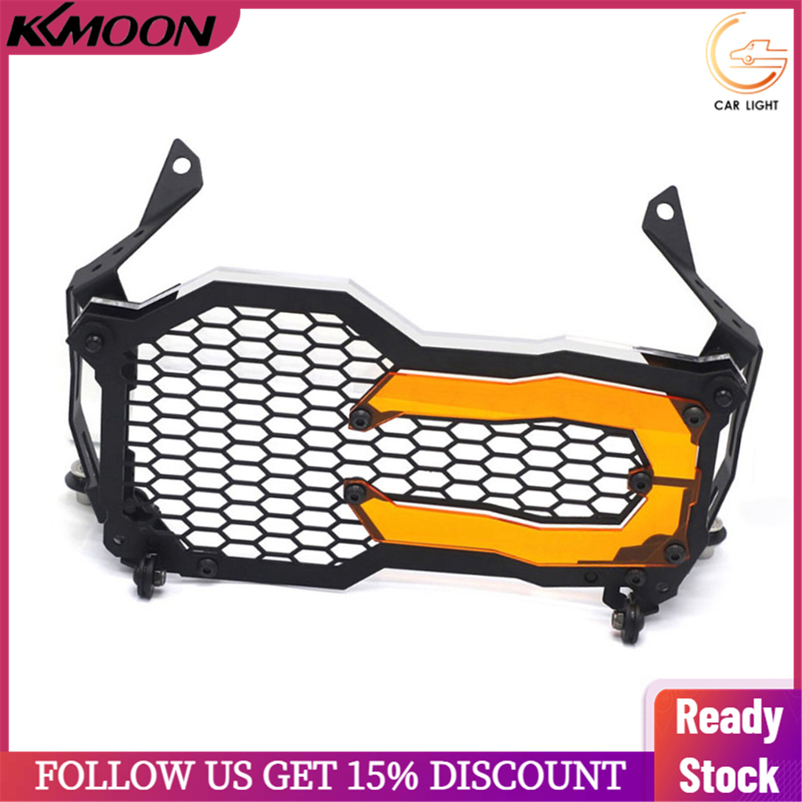 Motorcycle Headlight Headlamp Guard Protective Grill Cover with 1 Lamp Slice Replacement for BMW R1200 R1250 GS ADV