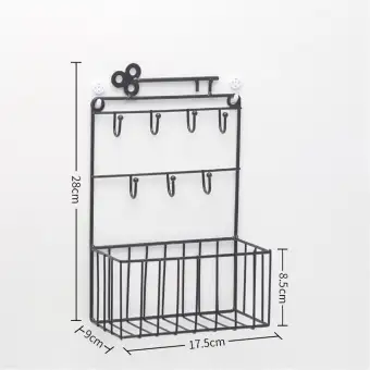 Decorative Key Hanger Hooks Basket Box Creative Door Three Layer