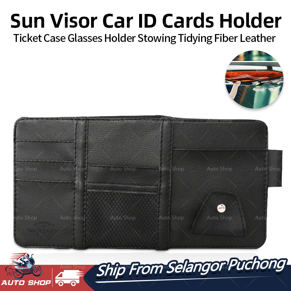 Ready Stock Selangor Puchong Car Organizer Sun Visor Car Credit Id Cards Holder Ticket Case Glasses Holder Auto Accessories Fiber Leather Lazada