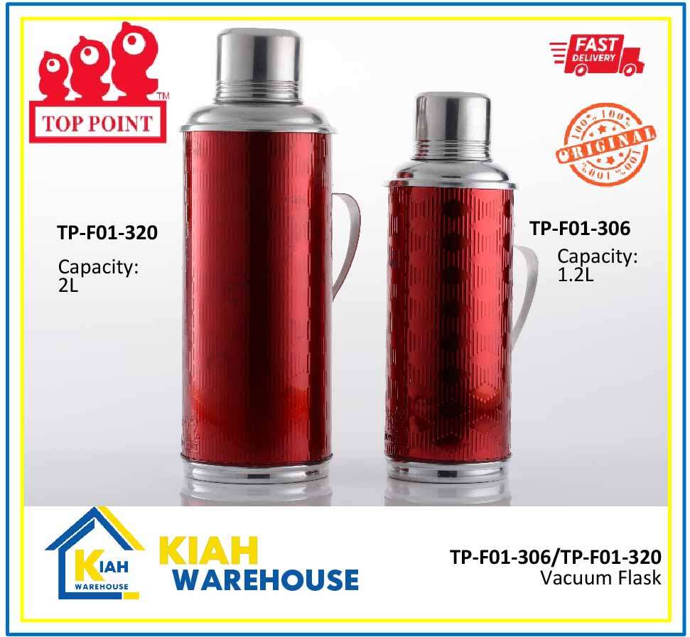 TOP POINT Traditional Red Aluminium Glass Vacuum Flask/Thermos Kelalang