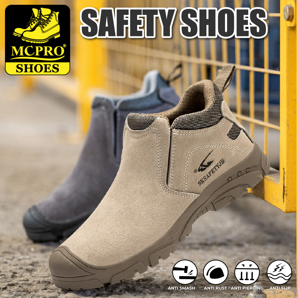 MCPRO Safety Shoes anti-smashing anti-piercing anti-scalding welding shoes  non-slip insulating leather work shoes -918 (Grey & Sand) | Lazada