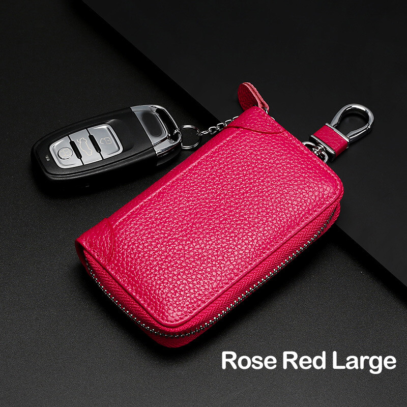 EverToner Genuine Leather Keychain Wallet Multi-function Car Key Holder Zipper Key Organizer Casual Car Key Case women wallet