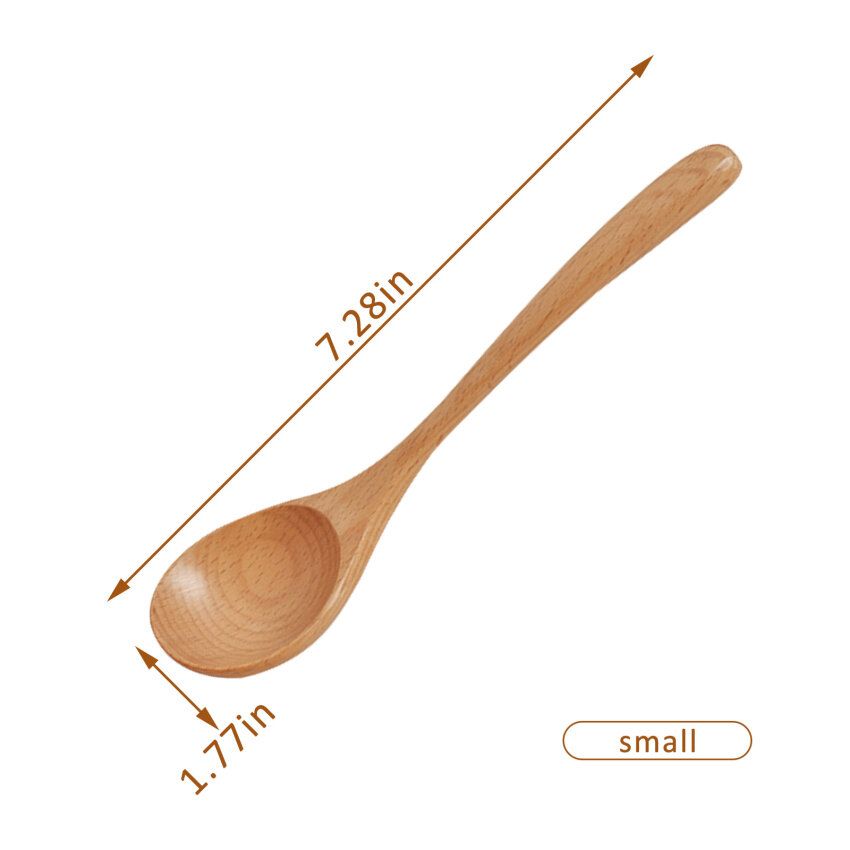 Long Handle Wooden Mixing Spoon, 23 CM Large Wooden Spoons Wood Soup Spoons for Kitchen Stirring and Cooking