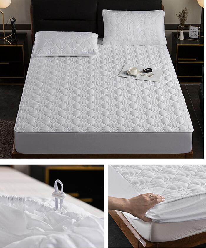 3PCS/Set Mattress Protector Cover Elastic Queen / King / Twin/ Single Size Fitted Bedsheet Set with Pillow Protector