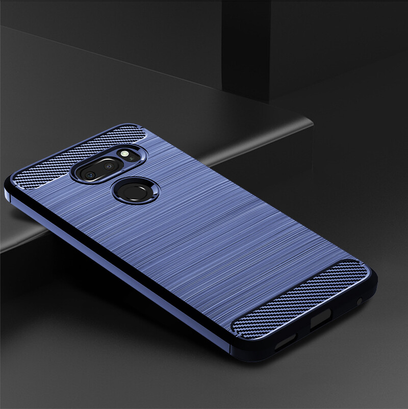 Lg v30 plus case lg v30plus carbon fiber tpu soft silicone back cover armor phone case casing