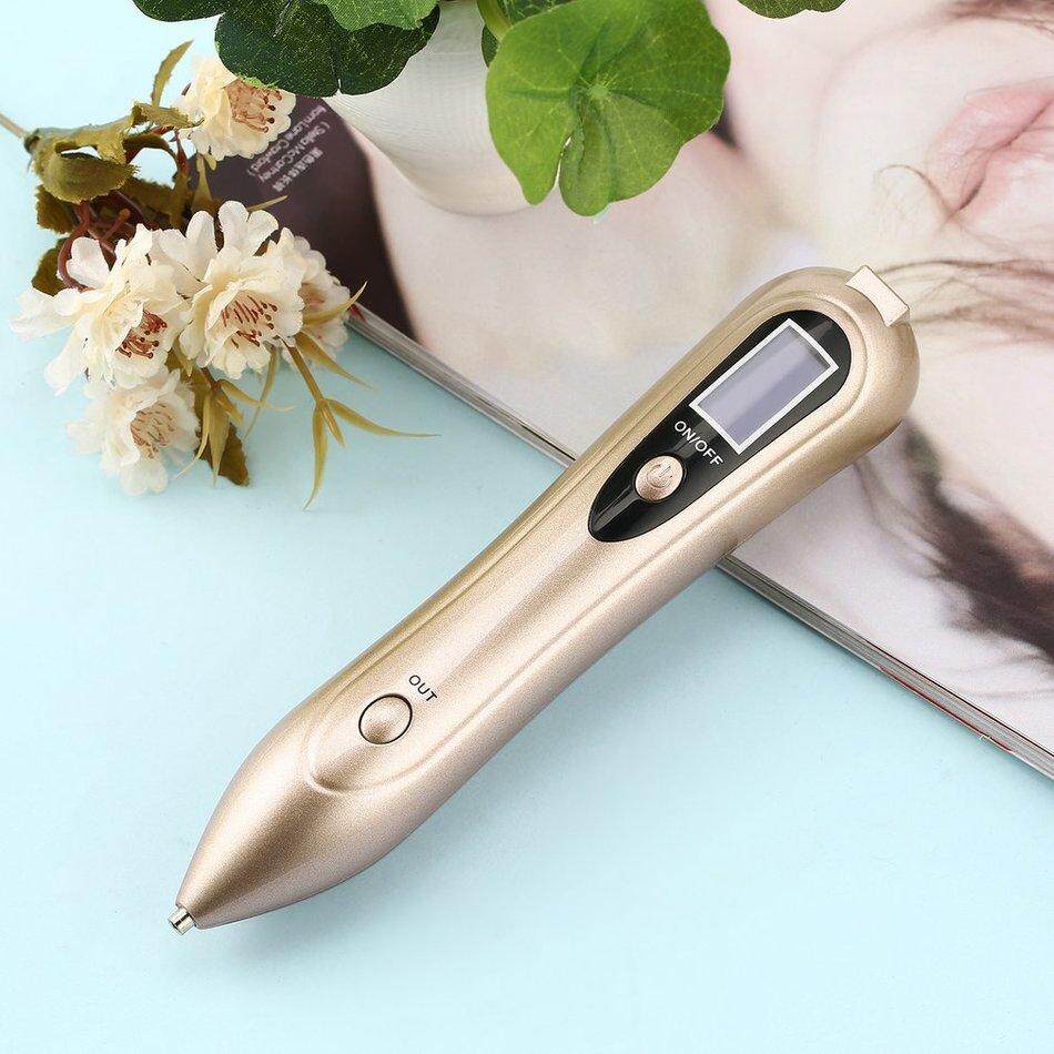 Popo Penghapusan Menyapu Tempat Pen Pro Laser Mole Bintik Pena Penghapus dengan Layar LCD (Emas)