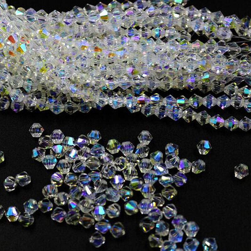 Multi Size Clear Crystal AB Bicone Loose Beads For Jewelry Making DIY Beading Accessories 3MM 4MM 5MM 6MM 8MM