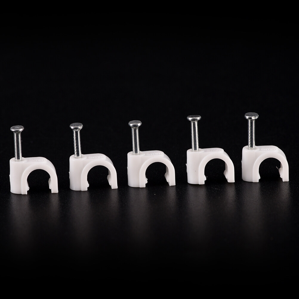 LIUT 100pcs New RG59 Coax Cat5 Cat6 Cable Wire Clips Nail Clamps Straps