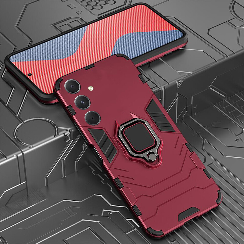 For Samsung Galaxy A15 Case Silicone Armor Metal Ring Stand Case Armor Back Protective Shockproof Hard Dual Layer for Galaxy A15 Cover