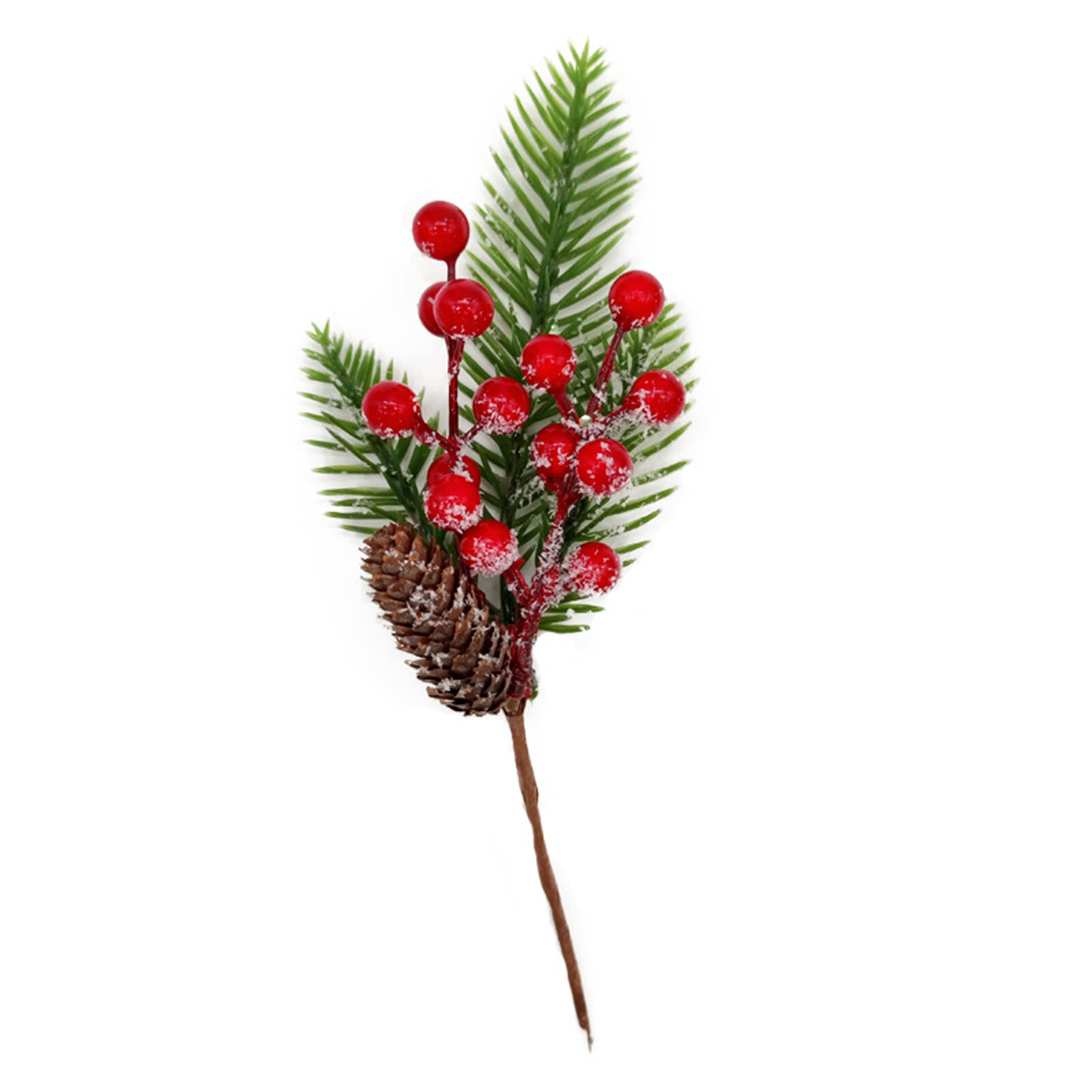 Sanwood® Single Branch Artificial Plant Non-fading No Withering Realistic Simulation Red Fruit Berry Fruit Branch for Festival Artificial Plant Fresh-keeping