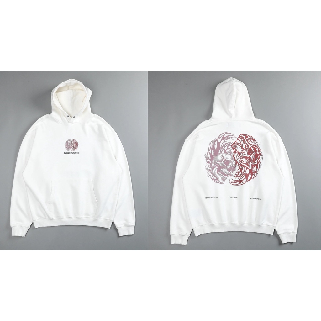 Darcsport yin yang wolf head hoodie cotton men's and women's sports print loose coat
