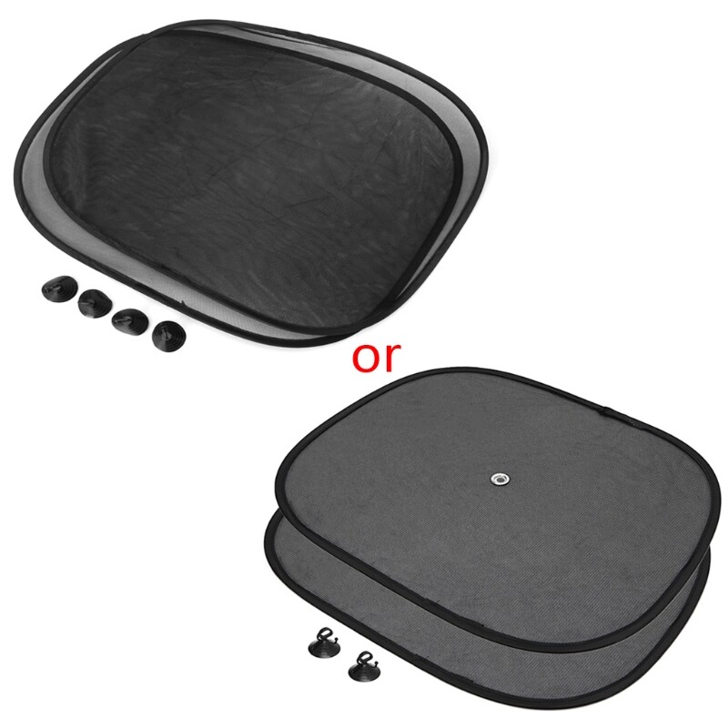 2PCS Car Window Sunshade Sun Shade Visor Side Mesh Cover Shield Sunscreen Black