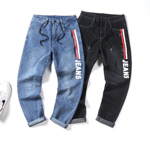 Men's large jeans three side printed large Harlan pants
