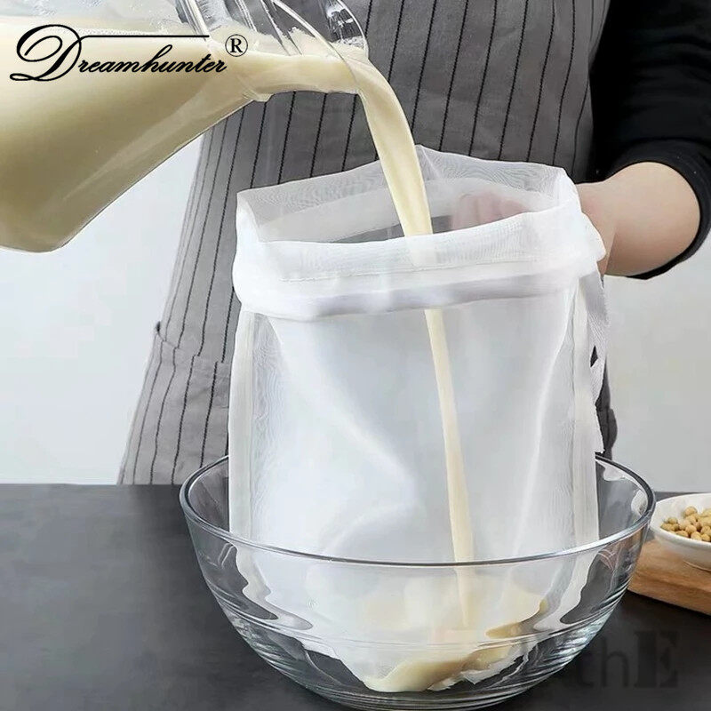 Dream Hunter 4Pcs Different Sizes Soy Milk Filter Bag, Milk Filter Bag, Tea, Coffee, Oil, Yogurt, Mesh Net, Kitchen Food, Reusable, Nylon Filter Bags