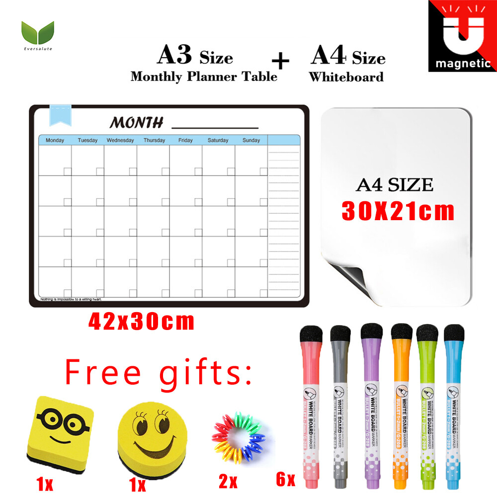 Eversalute 1แพ็ค A3ขนาด Monthly Planner Calendar + 1 Pack A4