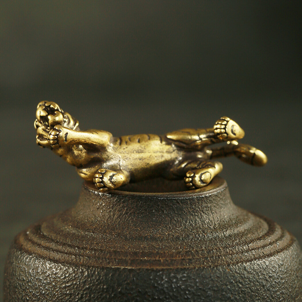 Solid Brass Tiger Figurine Small-Tiger Statue Home Ornament Animal Figurines