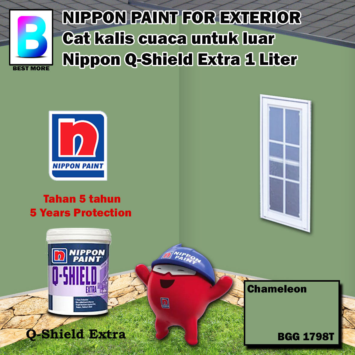 Nippon Paint Qshield Extra Exterior collection 1 & 5 Liter Gustav