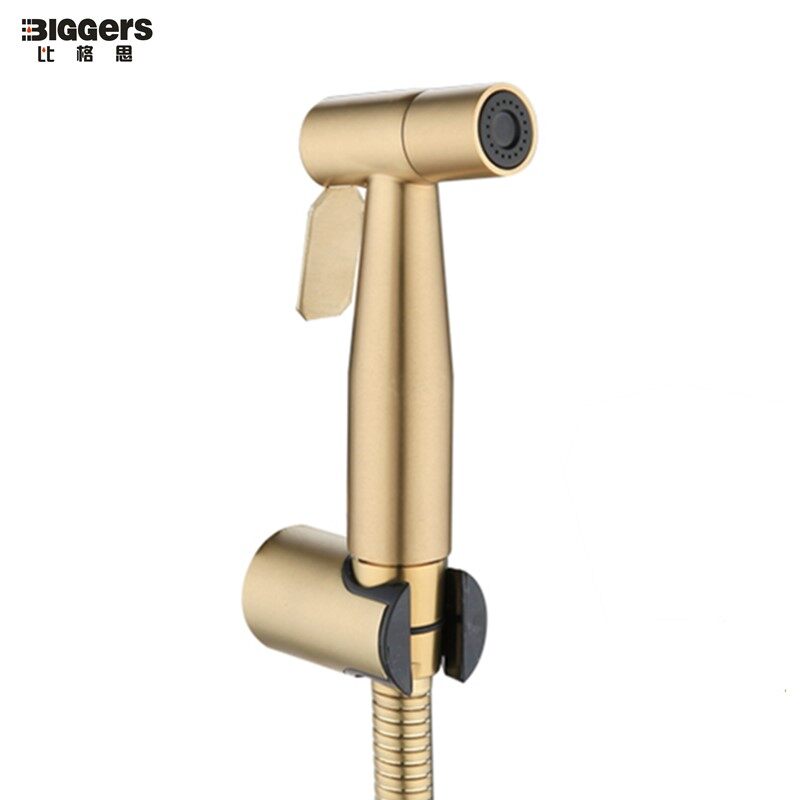 Biggers sanitary brush gold surface toilet bidets sprayer set 3pcs shower hose shower support