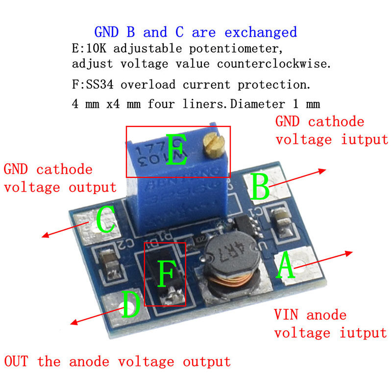 DC-DC boost converter 2A SX1308 2-24V to 2-28V boost adjustable power module