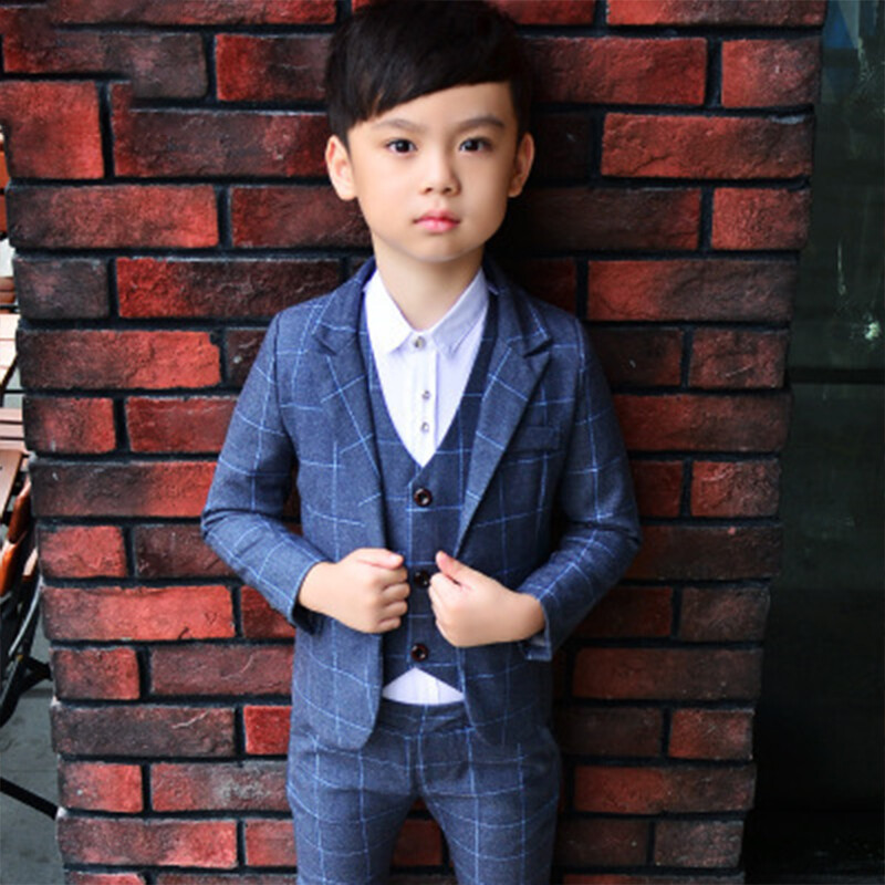 HOBIBEAR Boy's suit Waistcoat suit striped suit slim fit children's dress children's performance suit