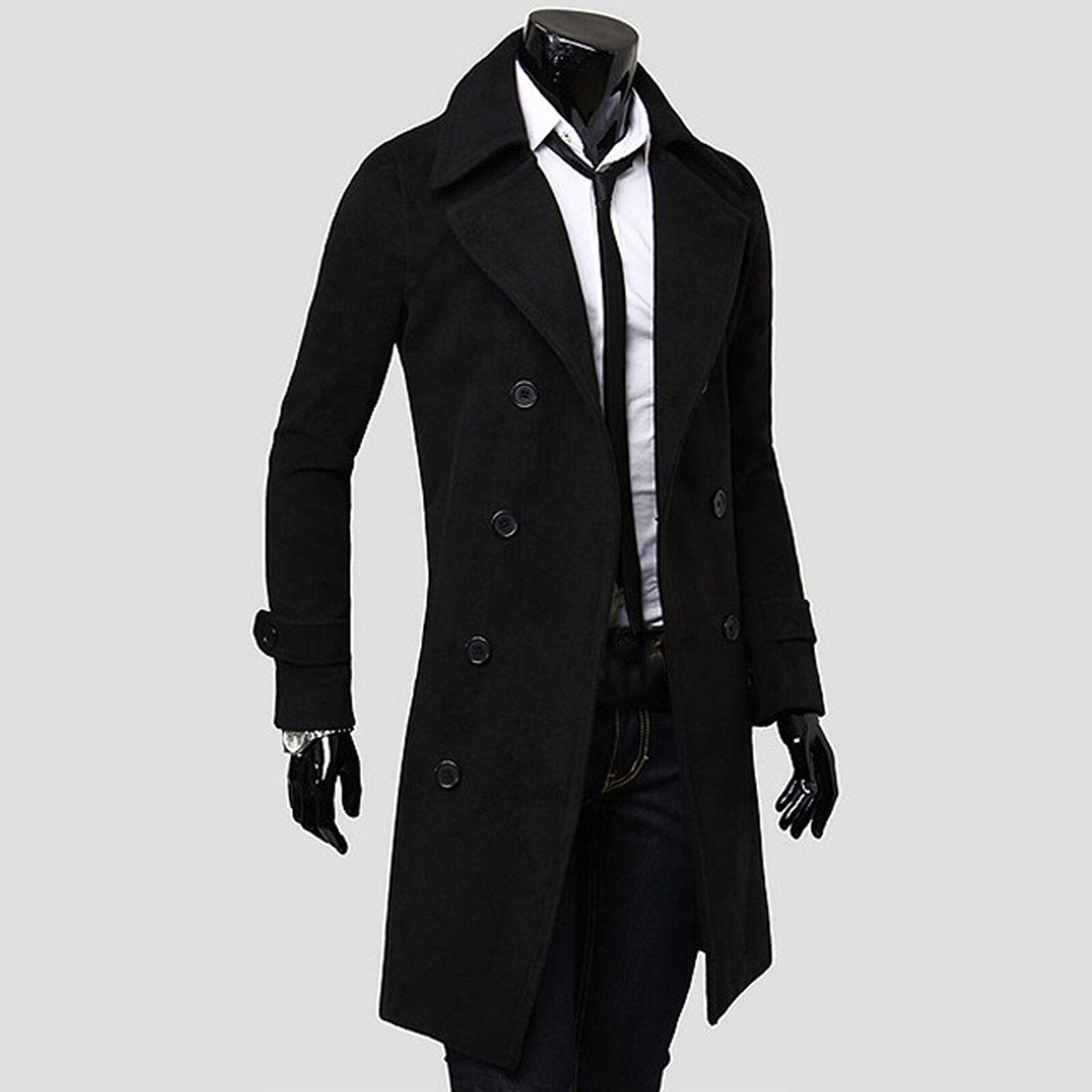 Rainny Winter Men Slim Stylish Trench Coat Double Breasted Long Jacket