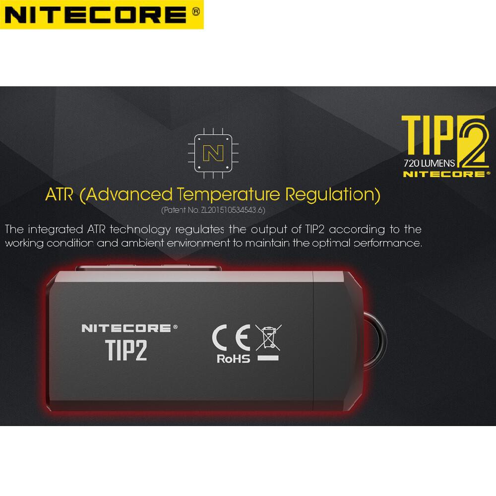 NITECORE Đèn Pin Mini TIP2 Senter Đèn Pin Móc Khóa Sạc USB Đèn Pin Khẩn Cấp Di Động Ngoài Trời CREE XP-G3 S3 Ppowerful Nhật Bản Đèn Pin Đa Năng LED Chống Nước IPX67 Đèn Pin LED 26650 Siêu Sáng Công Suất Cao 10000LM