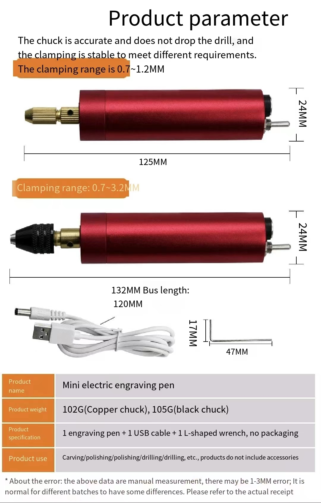 ((Ready Stock) Red Electric Grinder Grinding Polishing Mini Small Hand Drill USB Engraving Pen