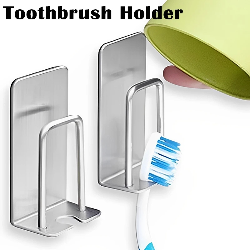 Stainless Steel Toothbrush Holder Multi-function Storage Hooks Wall Mount Toothbrush Toothpaste Holder Rack Bathroom Accessories