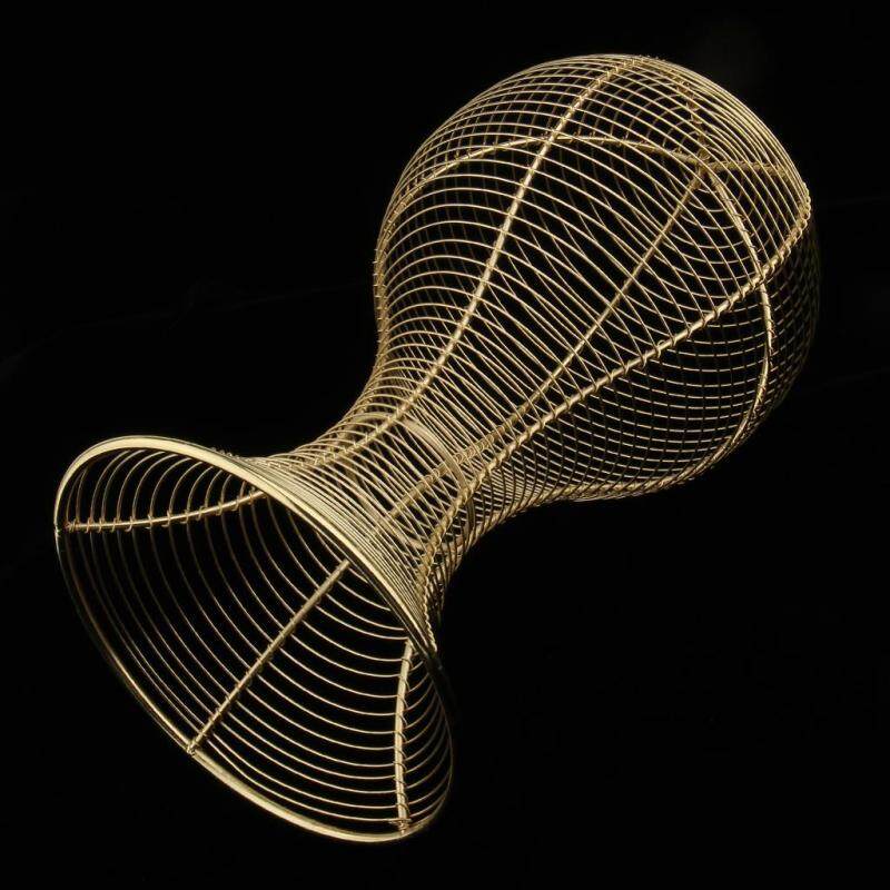 Fityle Tabletop Metal Hat Cap Helmet Rack Wigs Holder Storage Display Stand Gold