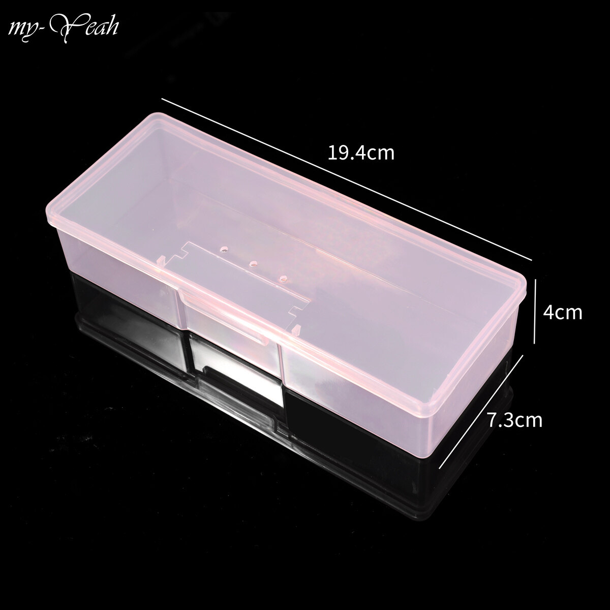 Myyeah Rectangle Nail Art Tool Storage Box Plastic Empty Tweezers Clippers Nails Pens Cuticle Pusher Polishing Strip Container