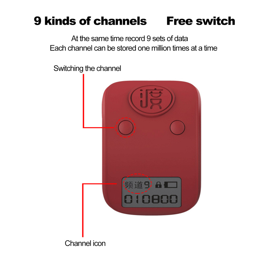 Mini Digital LCD Electronic Finger Ring Mobile Phone Counter 9 -Digit Prayer Can Charging Counter Clicker