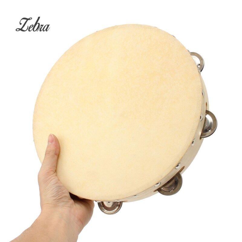 10 Inch Gỗ Gỗ Vòng Xúc Xắc Cầm Tay Với 8Pcs Chuông Cho Trẻ Em Bộ Học Nhạc Nhạc Cụ Gõ Đồ Chơi
