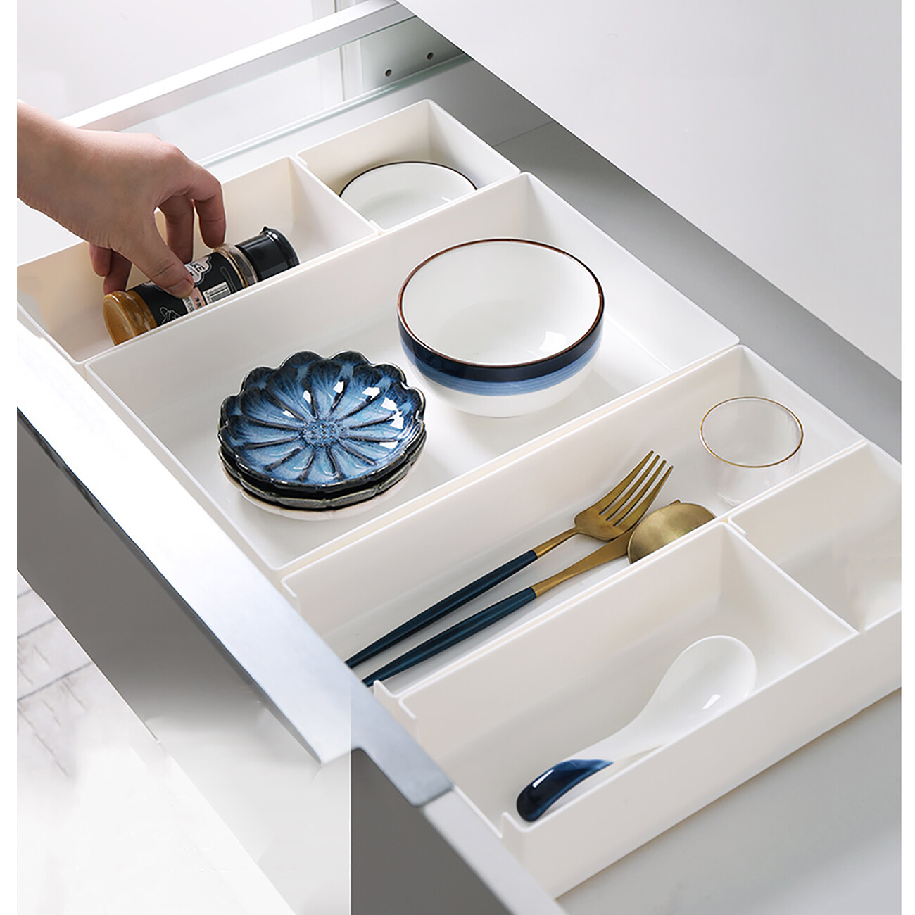 CNMF Drawer Storage Box Kitchen Cupboard Organizer Rectangular Combination Storage Box Height 6cm