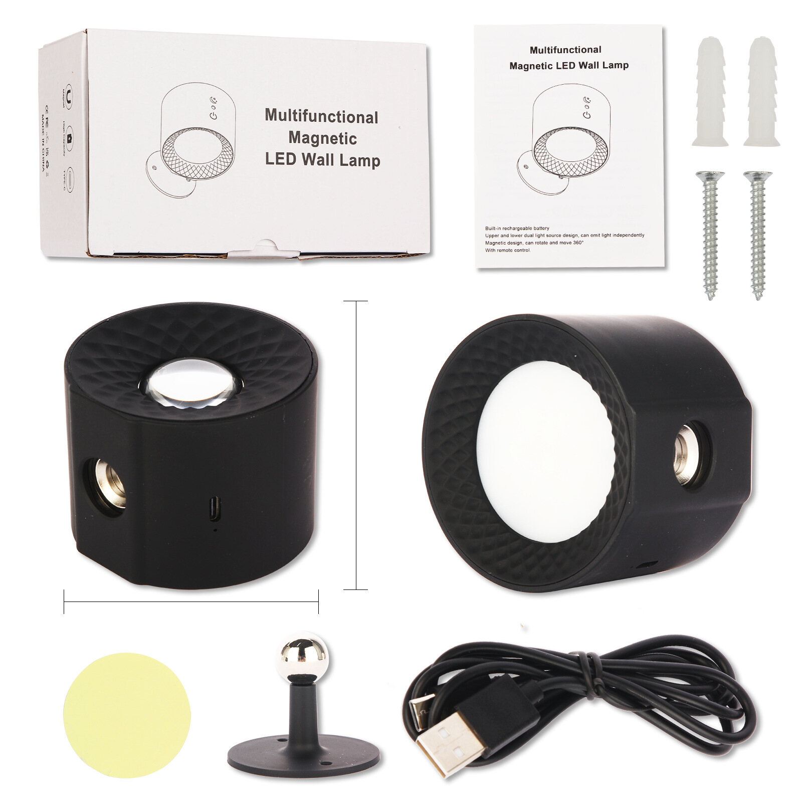 Màu RGB đèn tường đèn ban đêm có thể điều chỉnh mờ điều khiển từ xa có thể sạc qua USB cảm ứng đầu giường Đọc Sách Gắn tường ánh sáng
