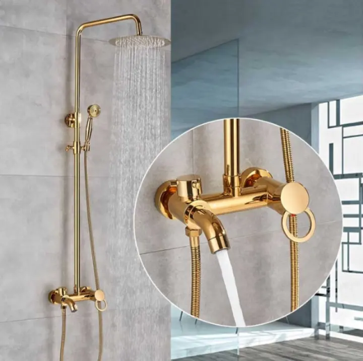 Black Painting Rainfall Shower Faucet Brass Hand Shower Bidet Tub Set Mixer Tap
