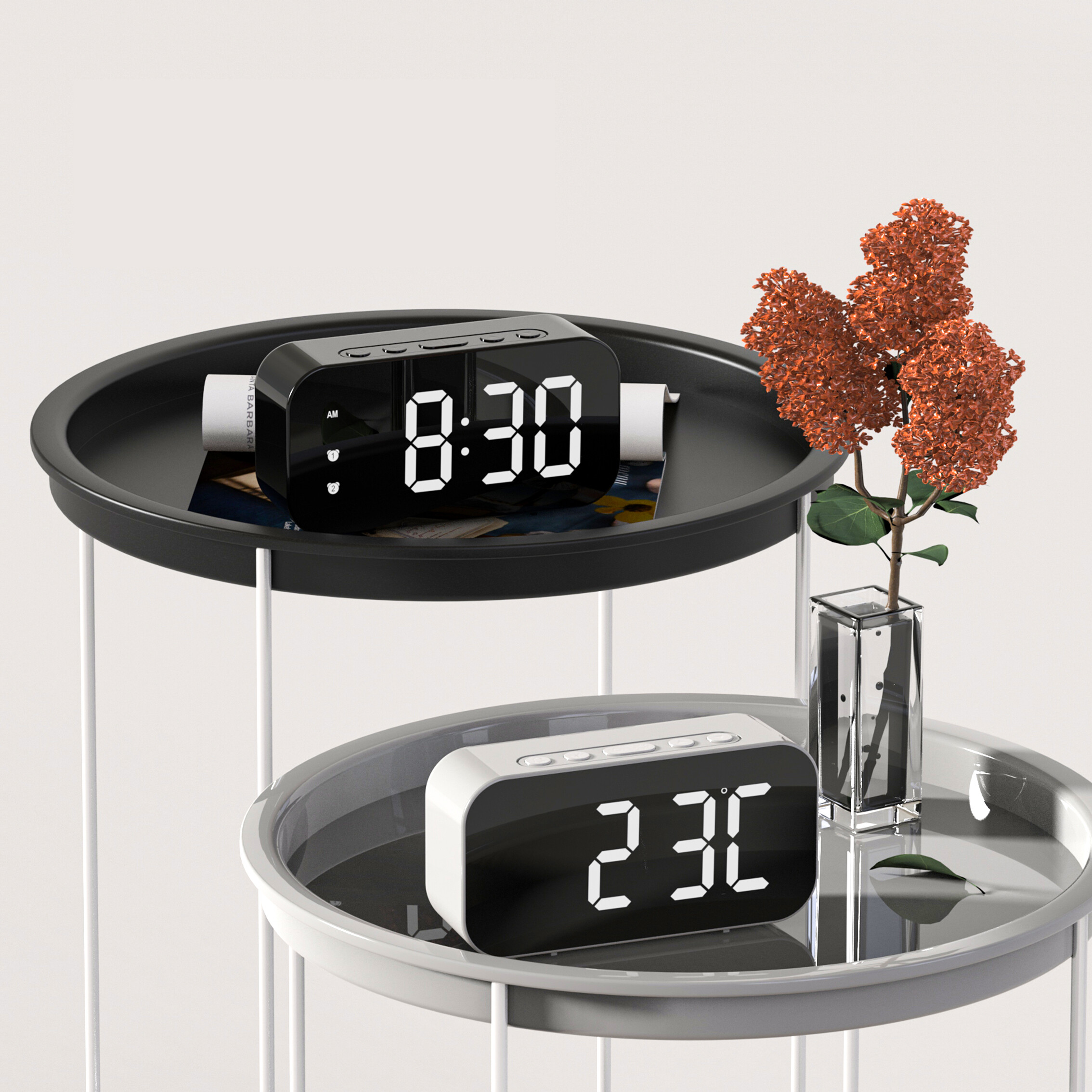 Simple LED electronic alarm clock clock student plug-in dual-purpose small alarm clock digital clock voice activated temperature clock