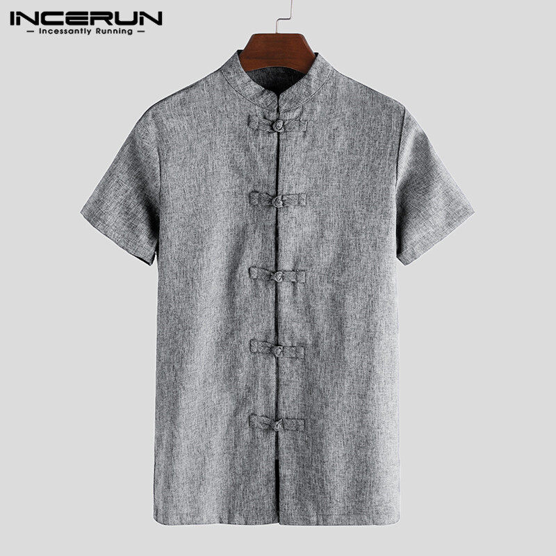 Medussa INCERUN Plian Chinese Style S-5XL Mens Button Front Causal Formal T Shirt
