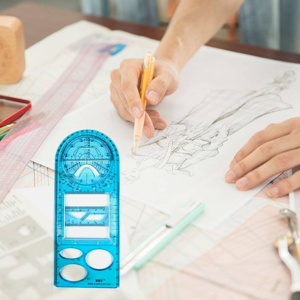 MMLUCK Multifunctional Architecture Supply For Students School Activity Geometric Ruler Protractor Drawing Template Measuring Tool