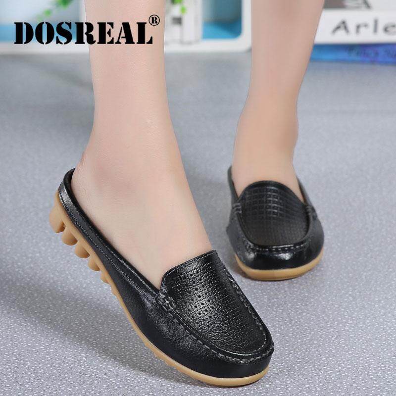 DOSREAL Women Flats Genuine Leather Flat Shoes Slip On Casual Women Loafers Soft Nurse Ballet Shoes Women Shoes Big Size