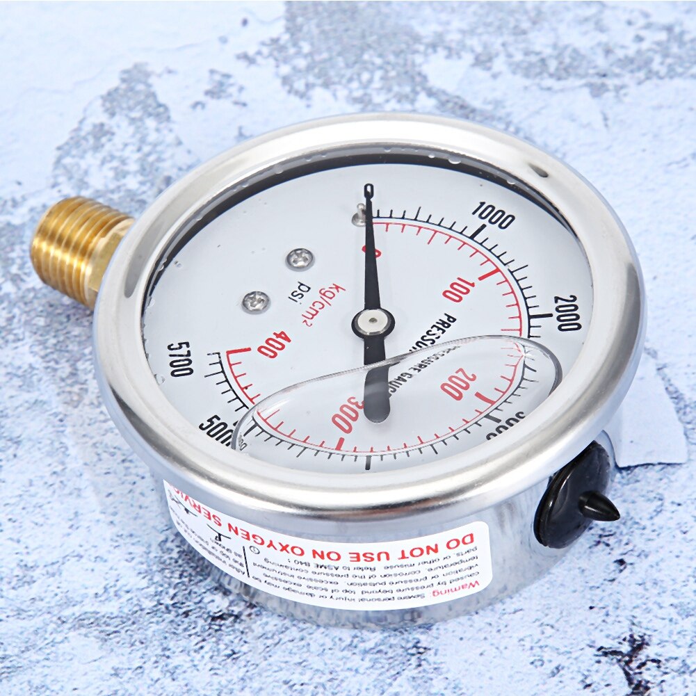 Hydraulic liquid filled fuel pressure gauge 0‑5000 psi us thread